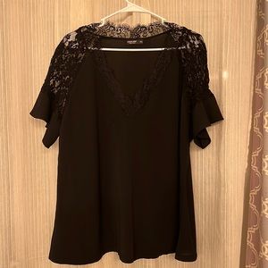 Black lace detail top